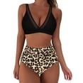 thumbnail image 1 of Gubotare Women High Waisted Bikini Sets Tummy Control Swimsuits Color Block Two Piece Drawstring Bathing Suit (Khaki,L), 1 of 5