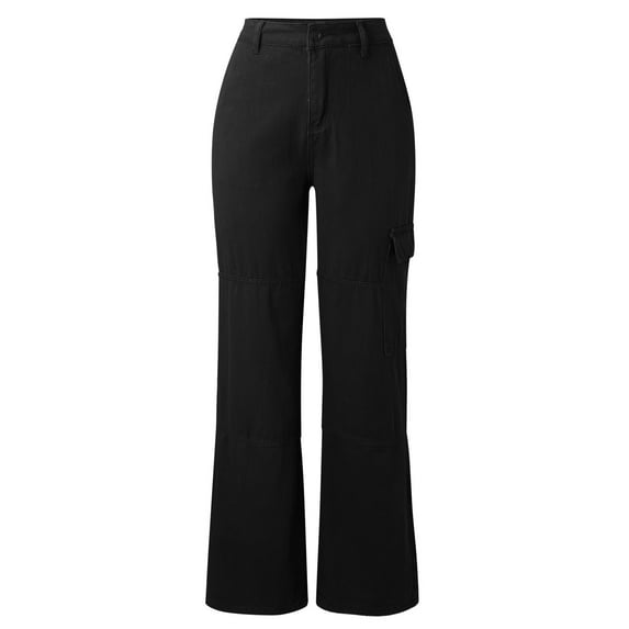 Gubotare Women Jeans Bootcut Stretch Women's Ripped Mid Waisted Boyfriend Jeans Loose Fit Distressed Stretchy Denim Pants,Black M