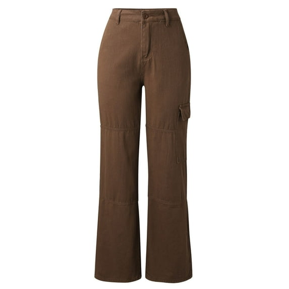 Gubotare Women Jeans High Waist Women's Misses Regular Fit Bootcut Jean,Brown M