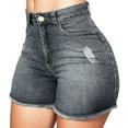 thumbnail image 1 of Gubotare Women Jeans Shorts High Stretchy Hem Short for Womens Shorts Denim Shorts Pokets Casual Zipper Fringe Jeans Pants Gray XXL, 1 of 5