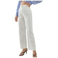 thumbnail image 1 of Gubotare Women Jeans Women's Plus Size Super Flare High Rise Pull On Jeans (White,L), 1 of 3