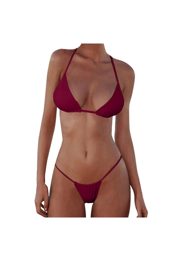 Women Micro Bikini 2 Piece Swimsuit Mini Thong Set Bathing Suit Swimwear S