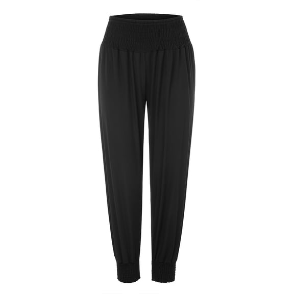 Gubotare Women Pants Casual Women's Plus Size Active Yoga Indoor Capri Walking Crop Pants with Pockets Drawstring (Black,S)