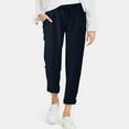 thumbnail image 1 of Gubotare Women Pants Dressy Casual Cargo Pants for Women High Waisted Stretch Workout Joggers Cropped Lightweight Casual Capri Pants with Pockets (Blue,XXL), 1 of 5