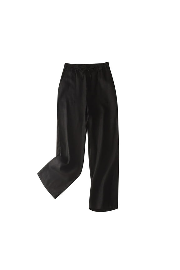 Women Pants Trendy Womens Casual High Waist Pencil Pants with Bow-Knot Pockets for Work (Black,L)