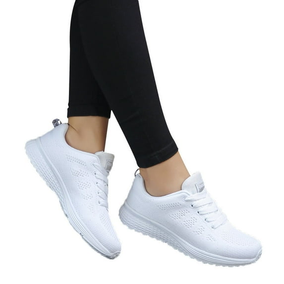 Gubotare Women Running Shoes Women Fashion Mesh Round Cross Straps Flat Sneakers Running Shoes Casual Shoes Sneakers for Women White Leather Sneakers for Women (White,5.5)