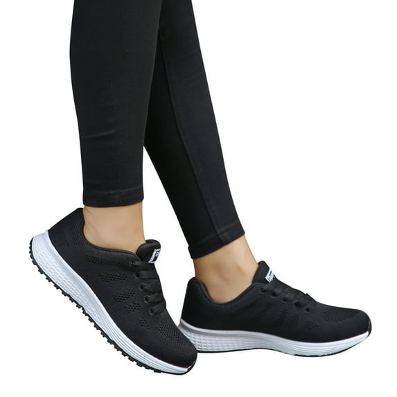 Gubotare Women Running Shoes Women Fashion Mesh Round Cross Straps Flat Sneakers Running Shoes Casual Shoes Sneakers for Women White Leather Sneakers for Women (Black,7.5)