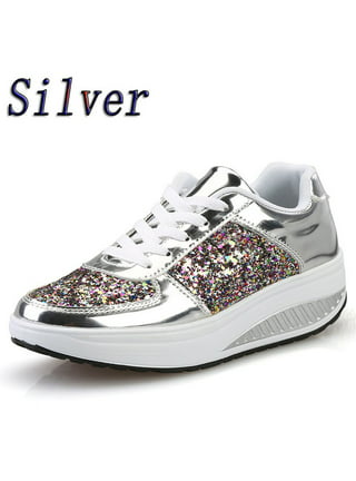 Noxis Shoes 38 Man Woman tennis shoes Silver sparkling Shoes