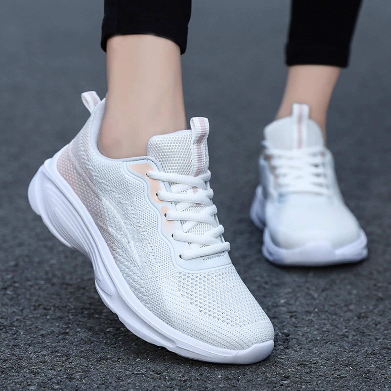Women's Fashion Small White Shoes Causal Solid Color Lace - Temu