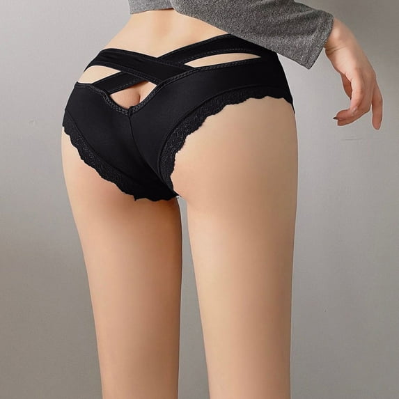 Gubotare Women'S Panties Girl High Waist G String Brief Pantie Thong Lingerie Knicker Lace Underwear,Black M