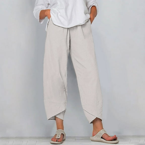 Gubotare Women'S Sweatpants Women's Harem Pants, High Waist Yoga Boho Trousers with Pockets,Beige 3XL