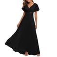 thumbnail image 1 of Gubotare Women Short Sleeve Dress Formal Gowns V Neck Party Office Gowns and Evening Dresses(Black,XXL), 1 of 5