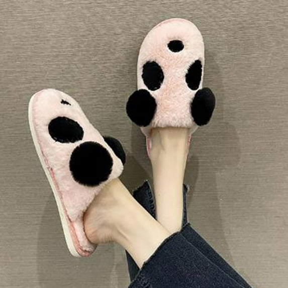 Gubotare Women Slippers Womens Slipper Memory Foam Fluffy Soft Warm Slip On House Slippers,Anti-Skid Cozy Plush for Indoor Outdoor,Red C