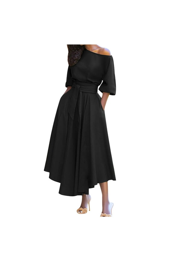 Women Summer Dress Denim Dress for Women Flowy Cute Jean Shirt Dresses Long Sleeves,Black XL