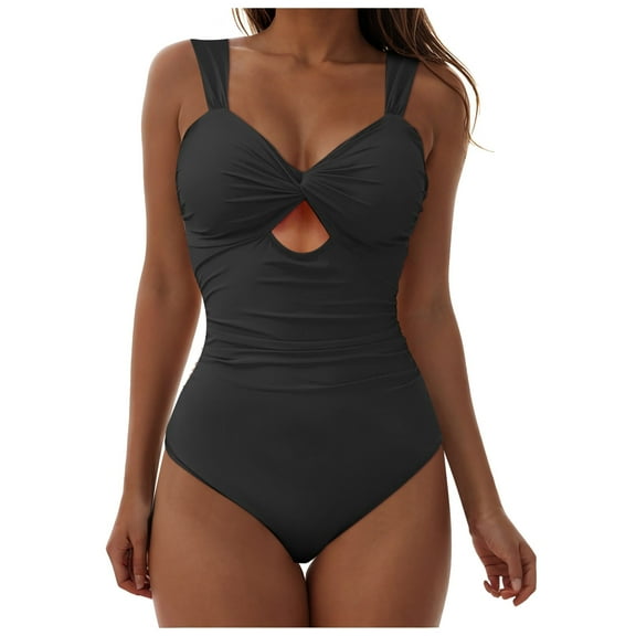 Gubotare Women Swimsuits Women's One Piece Swimsuits Tummy Control Swimwear Square Neck Bathing Suits for Women (Black,S)