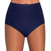 Gubotare Women's Bikini Bottoms Full Coverage Swim Bottoms Mid Waisted Bathing Suit Bottoms Swimsuit Bottoms Swim (Navy, L)