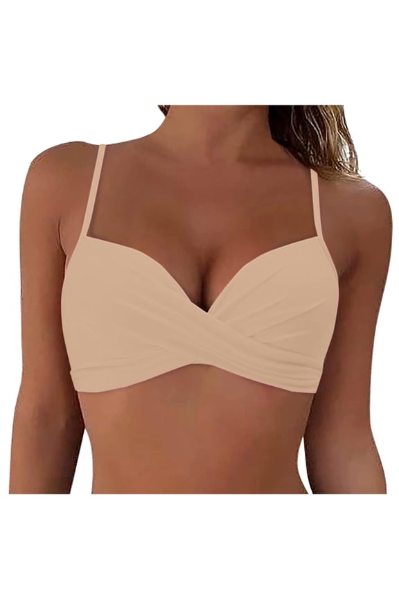 Twist Underwire Bikini Top Swimsuit Beige M