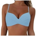 thumbnail image 1 of Gubotare Women's Bikini Top Bathing Suit V Neck Adjustable Spaghetti Straps Twist Front (Light Blue,S), 1 of 7