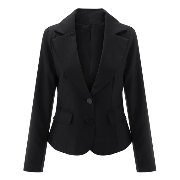 Gubotare Women's Blazer Jacket Women Business Casual Cropped Work Office Blazer Jacket (Black,XL)