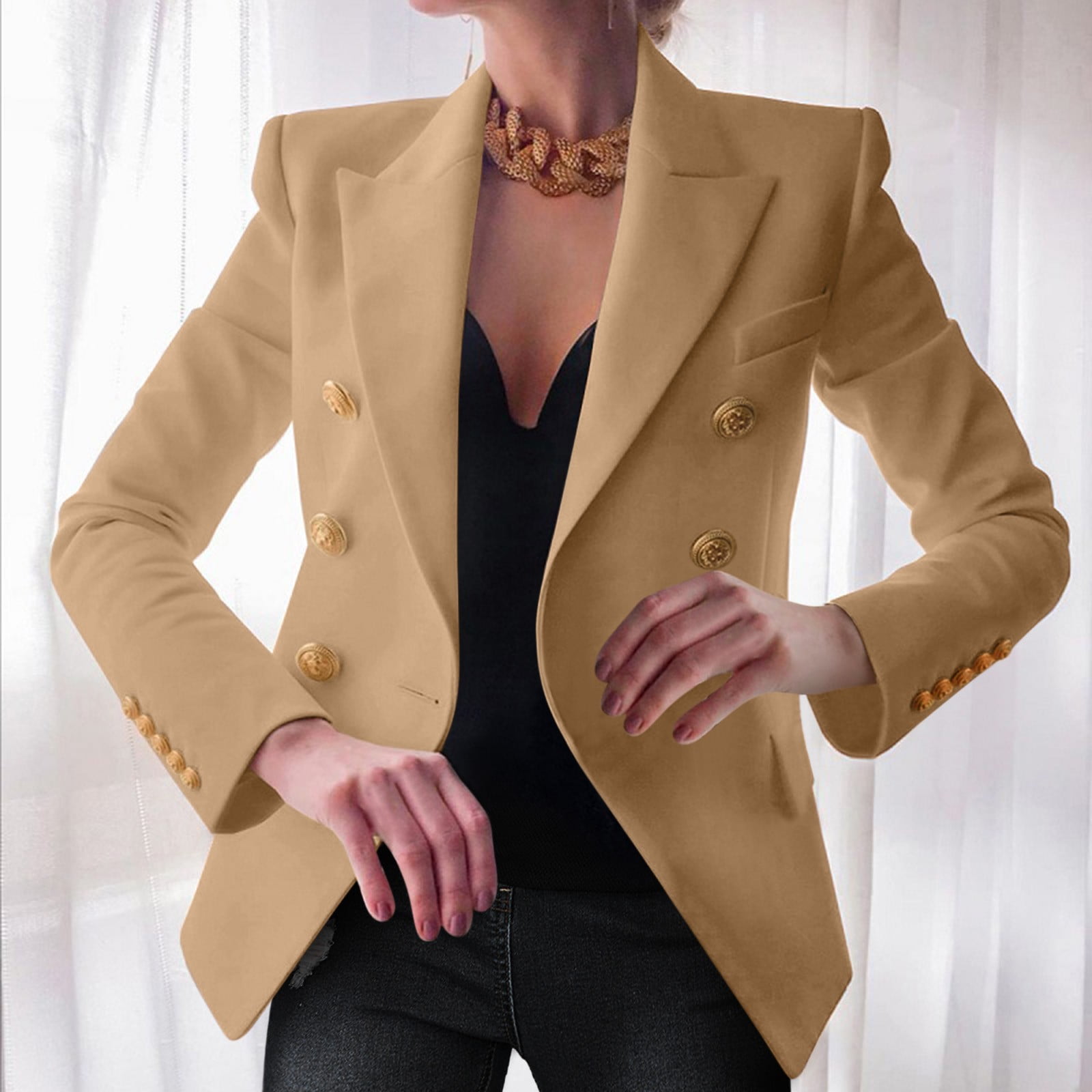 【yu】OVER SHOULDER GOLD BUTTON BLAZER L'AGENCE Amelia Knit Blazer | Nordstrom ジャケット・アウター