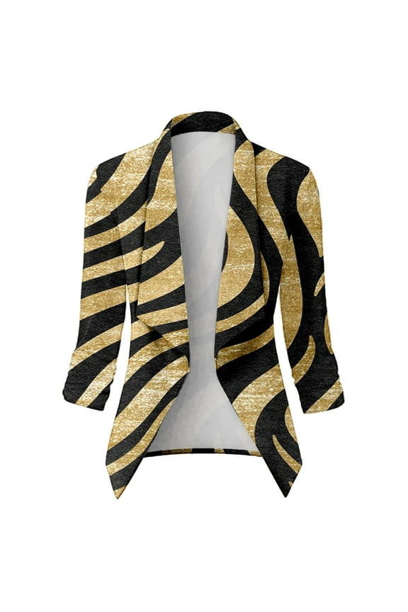 Women's Blazer Womens Casual Blazer Jacket Pockets Long Sleeve Open Front Button Work Office Blazer Jackets with Pockets (Gold,XXL)