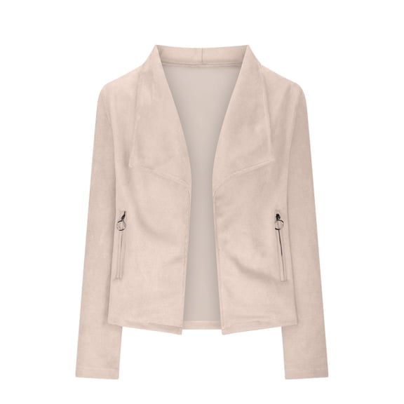 Gubotare Women's Blazer for Work Professional Women's Long Stretchy Ruched Sleeve Open Front Work Office Blazer Lapel Button Jacket (Beige,M)