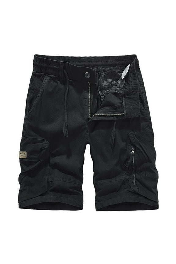 Women's Casual Fitted Multi-Pockets Twill Bermuda Cargo Shorts,Black 29