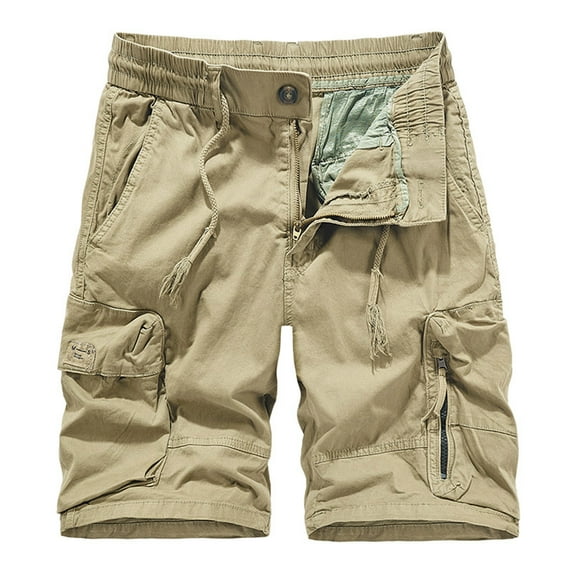 Gubotare Women's Casual Fitted Multi-Pockets Twill Bermuda Cargo Shorts,Khaki 36