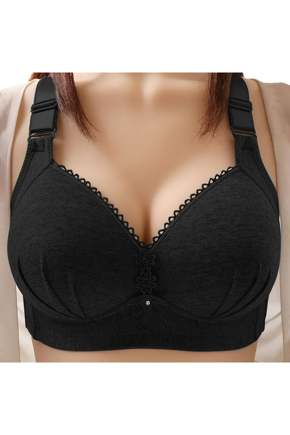 Women's Comfort Revolution Wireless Bra Wireless Everyday Bra with Adjustable Straps,Black 42