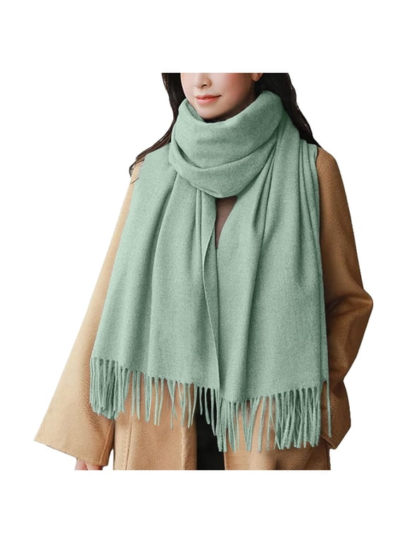 Women's Cozy Warm Winter Fall Blanket Scarf Stylish Soft Chunky Checked Giant Scarves Shawls Scarves for Autumn And Winter (Light Green,One Size)