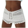 thumbnail image 1 of Gubotare Women's Crochet Beach Cover Up Shorts with High Waist Bikini Summer Swimwear Coverups for Women (White,Size S), 1 of 9