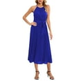 thumbnail image 1 of Gubotare Women's Gathered Halter Dress(Blue,XL), 1 of 5