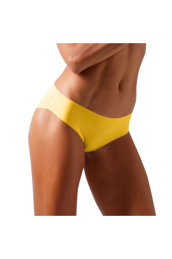 Women's Hi Cut Panties Silky Stretch Plus Size Clothes for Women (Yellow,XL)