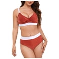 thumbnail image 1 of Gubotare Women's High Cut Bikini Set 2 Piece Sporty Swimsuit Color Block Bathing Suit with Trim S-XXL,Brick Red M, 1 of 9
