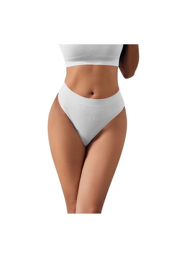 Women's High Waisted Underwear, Full Coverage Ladies Panties Period Underwear (White,One Size)
