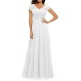 thumbnail image 1 of Gubotare Women's Long Evening Dress Lace Patchwork Backless V Neck Elegant Party Prom Dress,White XL, 1 of 4