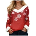 thumbnail image 1 of Gubotare Women's Long Sleeve V-Neck Sweatshirt for Christmas Long Pullover Sweaters for Women (Red,XXL), 1 of 4