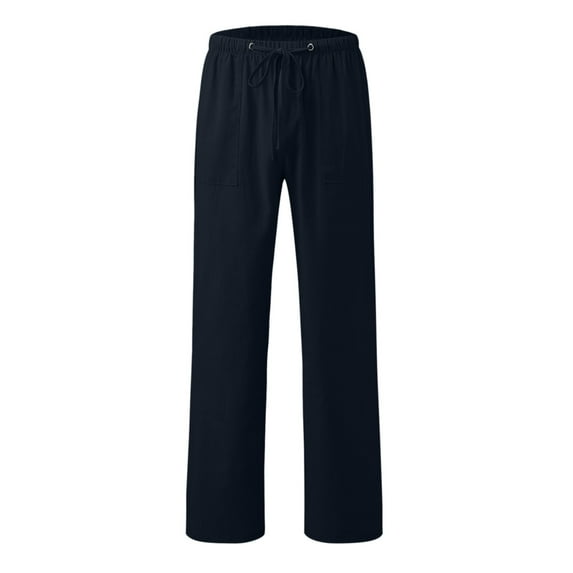 Gubotare Women's Pants Casual Womens Casual High Waist Wide Leg Long Palazzo Pants High Split Legs Loose Fit Elastic Waist Trousers (Navy,M)