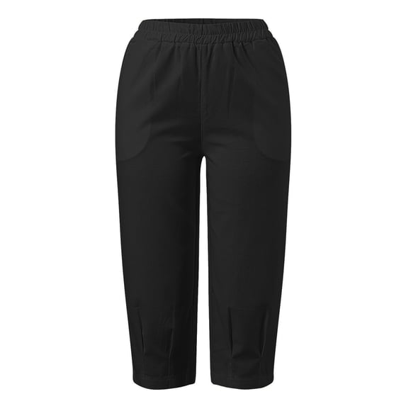 Gubotare Women's Pants Women's Casual Pants Relax Fit Elastic Waist Straight Leg Comfy Solid Color Lounge Long Trouser (Black,M)