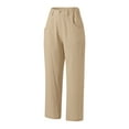 thumbnail image 1 of Gubotare Women's Pants for Work Womens Wide Leg Capri Pants Stretch Dress Pants Cross High Waist Flare Pants with Pockets for Yoga Casual Work (Khaki,L), 1 of 5