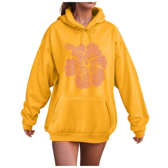 Gubotare Women's Relaxed Fit Midweight Logo Sleeve Graphic Sweatshirt Quarter Zip Hoodie for Women (Yellow,M)