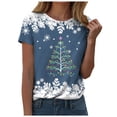 thumbnail image 1 of Gubotare Women's Round Neck Short-Sleeved T-Shirt Casual T-Shirt Comfortable and Breathable Daily wear Fashionable Loose Shirt top Christmas Short Sleeve Shirt (Navy,S), 1 of 9