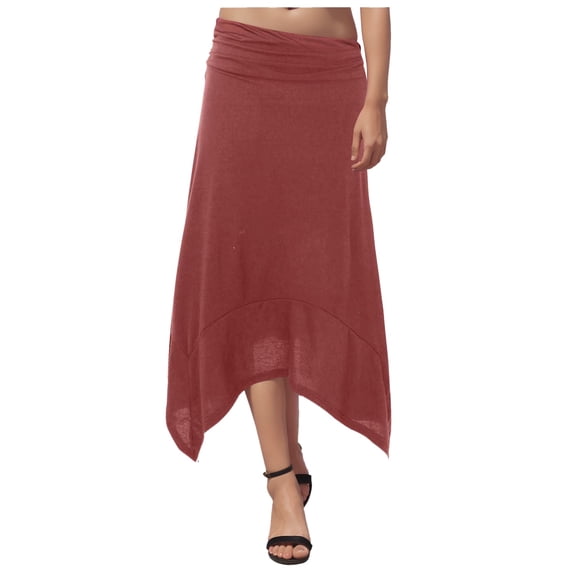 Gubotare Women's Skirts Women's Flowy Midi Skirt (Watermelon Red,M)