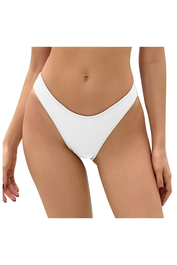 Women's Super Cheeky Brazilian Cut Bikini Bottom White XXL