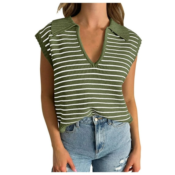 Gubotare Women's Sweater Vests Summer Sweaters for Women 2024 V Neck Cap Sleeve Tops Sleeveless Spring Clothes Sweater Vest (Green,L)