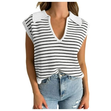 Gubotare Women's Sweater Vests Summer Sweaters for Women 2024 V Neck Cap Sleeve Tops Sleeveless Spring Clothes Sweater Vest (White,XL)