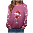 thumbnail image 1 of Gubotare Women's Sweatshirt Christmas Tree Graphic Cute Shirt Long Sleeve Crew Neck Pullover Top Lightweight Casual Shirts Women's Casual Christmas Tops (Pink,XL), 1 of 9