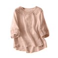 thumbnail image 1 of Gubotare Women's T Shirts Short Sleeve Short Sleeve Double Lined Tight T Shirts Crop To,Pink XXL, 1 of 4