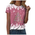 thumbnail image 1 of Gubotare Women's Tees Casual Short Sleeve Printed Graphic Blouse Tops Christmas Couples Shirts (Pink,S), 1 of 9