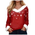 thumbnail image 1 of Gubotare Women's Trim V-Neck Graphic Holiday Pullover Merry Christmas Sweaters Christmas Tops for Women (Hot Pink,L), 1 of 4